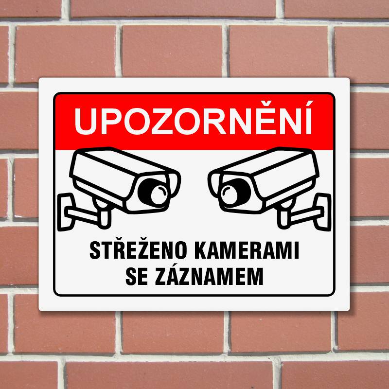 Cedulka "Střeženo kamerami" Velikost A5, bílá, var 1